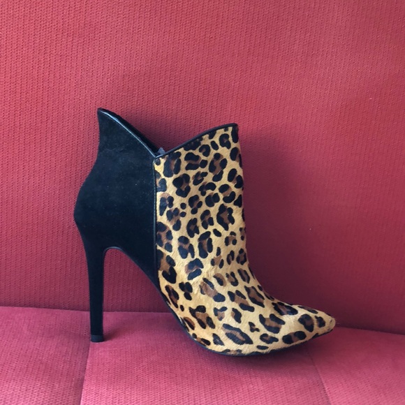 Leopard Zara Booties Faux Calf hair Suede Sz 40 - Picture 3 of 4